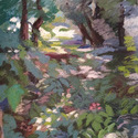 Lots of Shrubbery with Sunlight, 
                      23" by 19", pastel on Bristol board