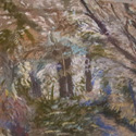 Golden leaves, 19 by 23 on Bristol board. Pastel and acrylic paint