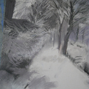 Gray and white blizzard, 11" 
                      14"" pastel on bristol paper, 2016