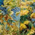 Yellow Trees against the sky, 
                      42 x 22" pastel on bristol paper, 2016